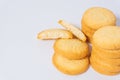 Danish butter cookies close up in the white background Royalty Free Stock Photo