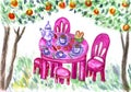 Tea time in garden Royalty Free Stock Photo