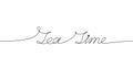 TEA TIME handwritten inscription. Hand drawn lettering. alligraphy. One line drawing of phrase Vector illustration