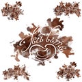 Tea stains with Tea time inscription on the brown abstract spotted background