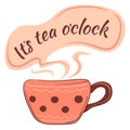 Tea time kitchen banner. Decorative cozy lettering