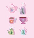 Tea time, printed flower and floral on kettles collection kitchen drinkware cartoon