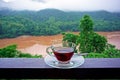 Tea time at the shore of Mekong river, Laos
