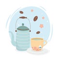 Tea time, teapot and teacup aroma fresh beverage