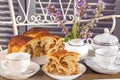 Tea time with typical italian flavorous farmhouse cake La Gubana.