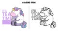 Tea Time With Unicorn Coloring Page