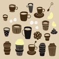 Tea time vector set, coffee break collection Royalty Free Stock Photo