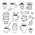 Tea time vector set, coffee break collection Royalty Free Stock Photo