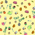 Tea time watercolor seamless patten