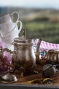 Tea Time on wooden table Royalty Free Stock Photo