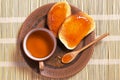 Tea and toast with jam Royalty Free Stock Photo