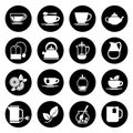 Tea vector icons set in black and white Royalty Free Stock Photo