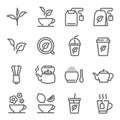 Tea Vector Line Icon Set. Contains such Icons as Tea Leaf, Tea Pot, Green Tea Powder and more. Expanded Stroke