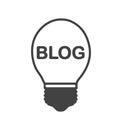 Having new ideas for blogging! Light bulb with the word Blog inside. Clean vector icon.