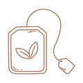 Teabag herbs fresh icon in brown line