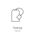 teabag icon vector from high tea collection. Thin line teabag outline icon vector illustration. Outline, thin line teabag icon for