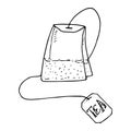 Teabag icon. Vector illustration tea bag for tea leaves. Hand drawn tea bag