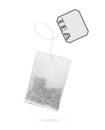 Teabag with label isolated on a white Royalty Free Stock Photo