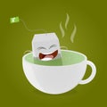 Teabag taking a bath in cup of tea