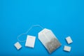 Teabag with white label, copy space Royalty Free Stock Photo