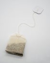 Teabag with white label isolated on white Royalty Free Stock Photo