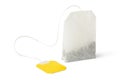 Teabag with yellow label Royalty Free Stock Photo