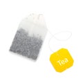 Teabag with yellow label Royalty Free Stock Photo