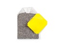 Teabag with yellow label Royalty Free Stock Photo