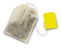 Teabag with yellow label Royalty Free Stock Photo