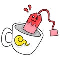 Teabags for breakfast, doodle icon image kawaii