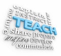 Teach 3d Word Collage Inspire Instruct Train Prepare Nurture Royalty Free Stock Photo