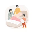 Teach making bed isolated cartoon vector illustrations. Royalty Free Stock Photo