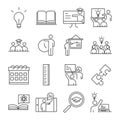 Teach school education learn knowledge and training icons set line style icon