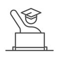 Teach school and education online student with laptop line style icon