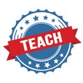 TEACH text on red blue ribbon stamp