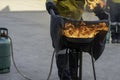 Teach to extinguish fires caused by vegetable oil In the gas stove for safety first Royalty Free Stock Photo