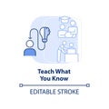 Teach what you know light blue concept icon