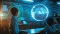 Teacher with AI in Futuristic Classroom AIG60