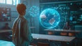 Teacher with AI in Futuristic Classroom AIG60