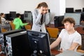 Teacher amazed by misbehavior of teenage boy during computer science lesson