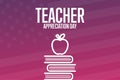 Teacher Appreciation Day. Holiday concept. Template for background, banner, card, poster with text inscription. Vector Royalty Free Stock Photo