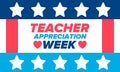 Teacher Appreciation Week in United States. Celebrated in May. In honour of teachers. School and education. Vector