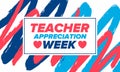 Teacher Appreciation Week in United States. Celebrated in May. In honour of teachers. School and education. Vector