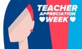 Teacher Appreciation Week in United States. Celebrated in May. In honour of teachers. School and education. Vector