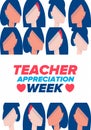 Teacher Appreciation Week in United States. Celebrated in May. In honour of teachers. School and education. Vector