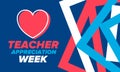 Teacher Appreciation Week in United States. Celebrated in May. In honour of teachers. School and education. Vector