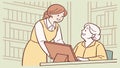 Teacher assisting student with laptop, symbolizing education and digital learning, vector design Generative AI Royalty Free Stock Photo