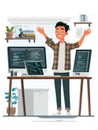 Teacher Avatar Leads Engaging Coding Tutorial From a Digital Workspace Filled With Screens and a Warm, Inviting Royalty Free Stock Photo