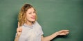 Teacher best friend of learners. Teaching could be more fun. Good teacher master of simplification. Woman teacher in Royalty Free Stock Photo