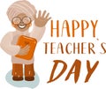 Happy teachers day postcard template happy world hindi teacher`s day set illustration worker set vector flat people happy smile